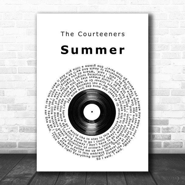 The Courteeners Summer Vinyl Record Song Lyric Print