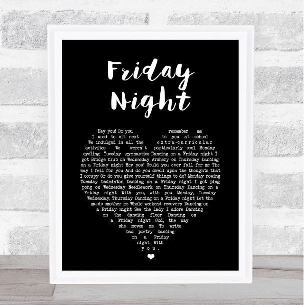 The Darkness Friday Night Black Heart Song Lyric Print