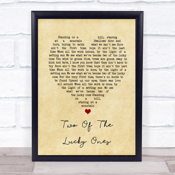 The Droge and Summers Blend Two of the Lucky Ones Vintage Heart Song Lyric Print