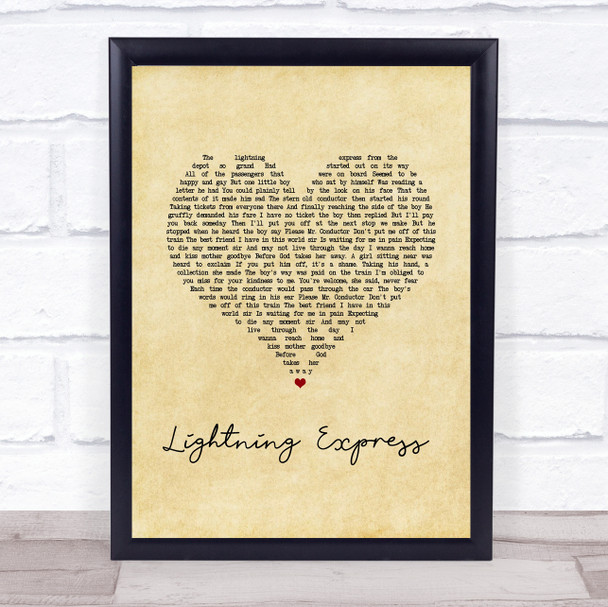 The Everly Brothers Lightning Express Vintage Heart Song Lyric Print
