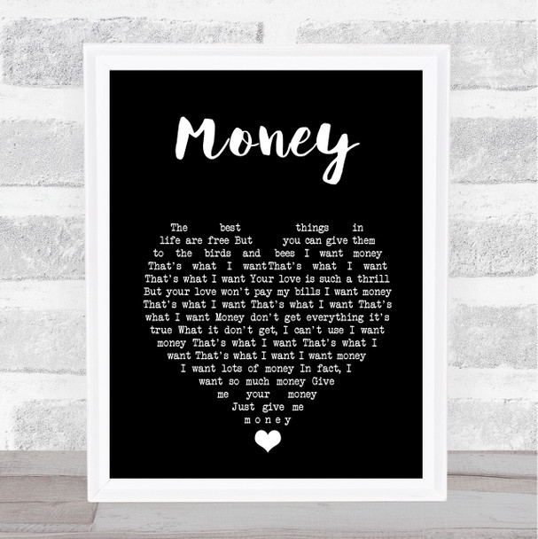 The Flying Lizards Money Black Heart Song Lyric Print