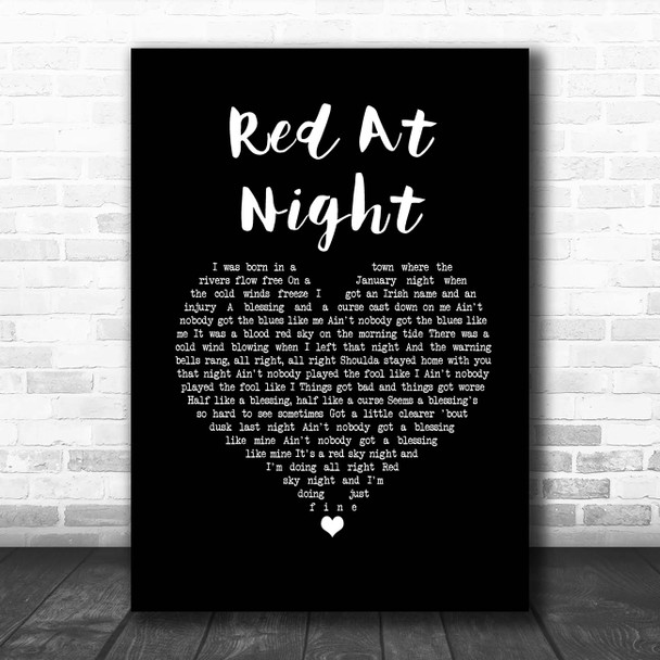 The Gaslight Anthem Red At Night Black Heart Song Lyric Print