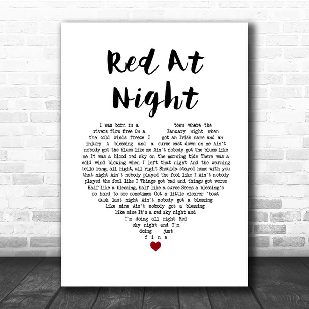The Gaslight Anthem Red At Night White Heart Song Lyric Print