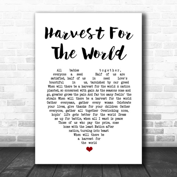 The Isley Brothers Harvest For The World White Heart Song Lyric Print