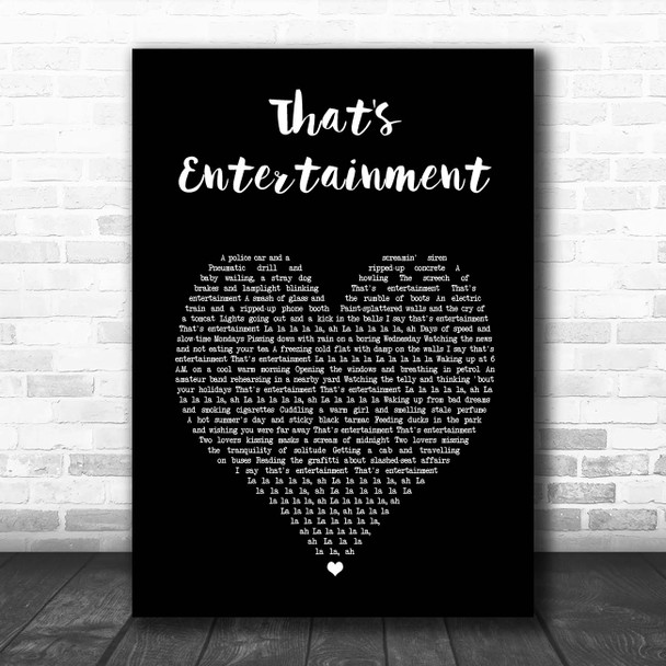 The Jam That's Entertainment Black Heart Song Lyric Print