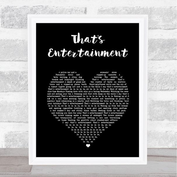 The Jam That's Entertainment Black Heart Song Lyric Print