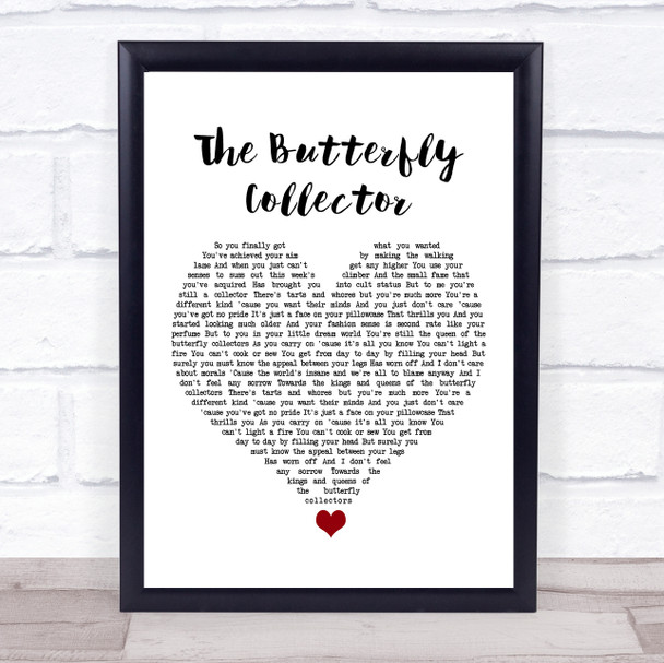 The Jam The Butterfly Collector White Heart Song Lyric Print