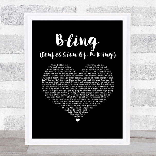 The Killers Bling (Confession Of A King) Black Heart Song Lyric Print