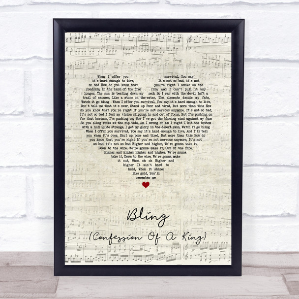 The Killers Bling (Confession Of A King) Script Heart Song Lyric Print