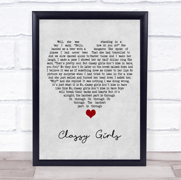 The Lumineers Classy Girls Grey Heart Song Lyric Print