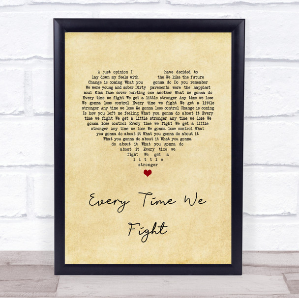 The Milk (band) Every Time We Fight Vintage Heart Song Lyric Print