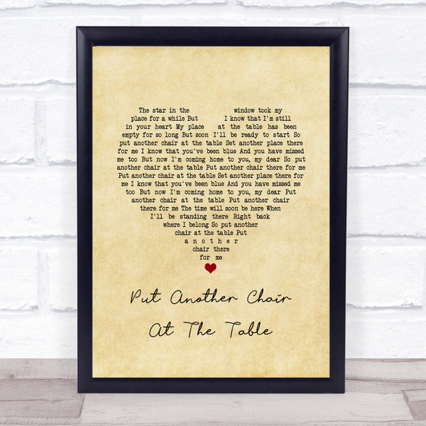 The Mills Brothers Put Another Chair At The Table Vintage Heart Song Lyric Print