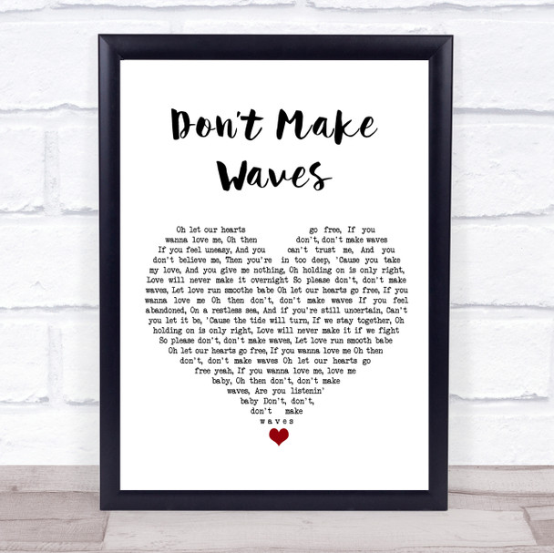 The Nolans Dont Make Waves White Heart Song Lyric Print