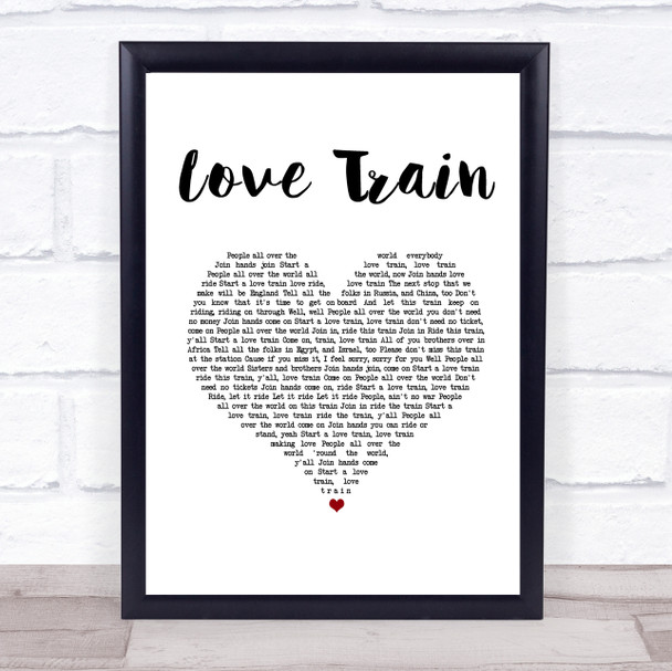 The O'Jays Love Train White Heart Song Lyric Print