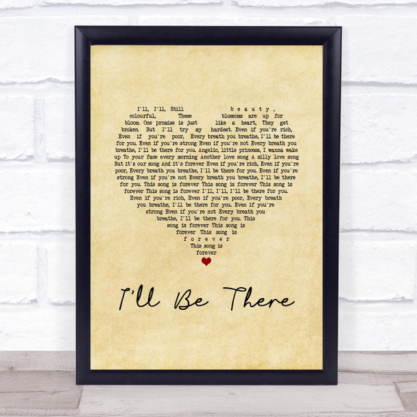 The Parlotones I'll Be There Vintage Heart Song Lyric Print