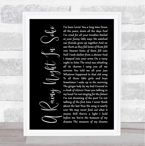 The Pogues A Rainy Night In Soho Black Script Song Lyric Print