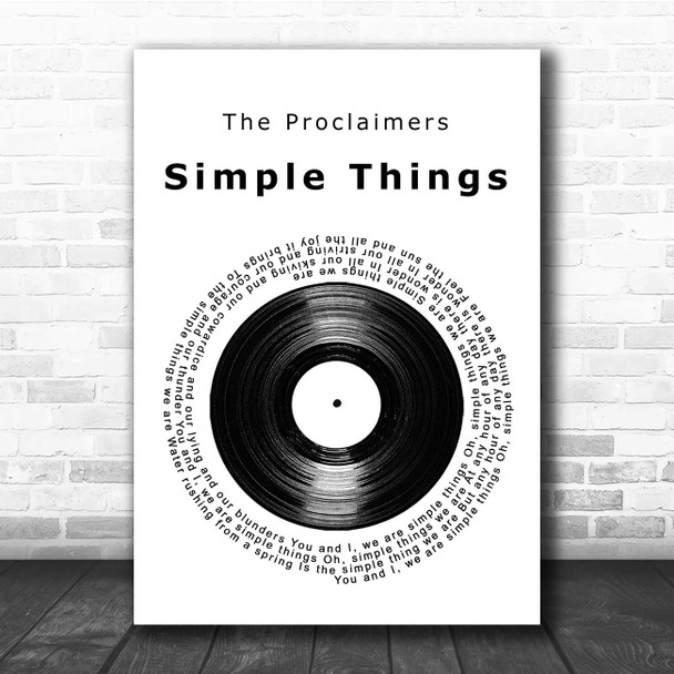 The Proclaimers Simple Things Vinyl Record Song Lyric Print