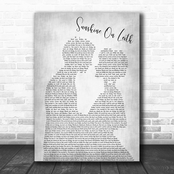 The Proclaimers Sunshine On Leith Man Lady Bride Groom Wedding Grey Song Lyric Print