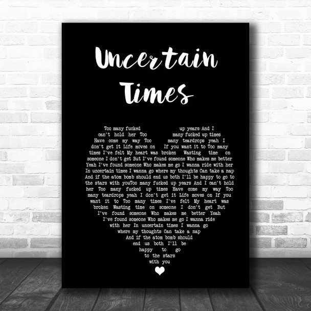 The Raveonettes Uncertain Times Black Heart Song Lyric Print