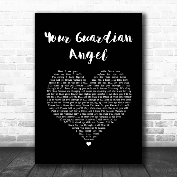 The Red Jumpsuit Apparatus Your Guardian Angel Black Heart Song Lyric Print