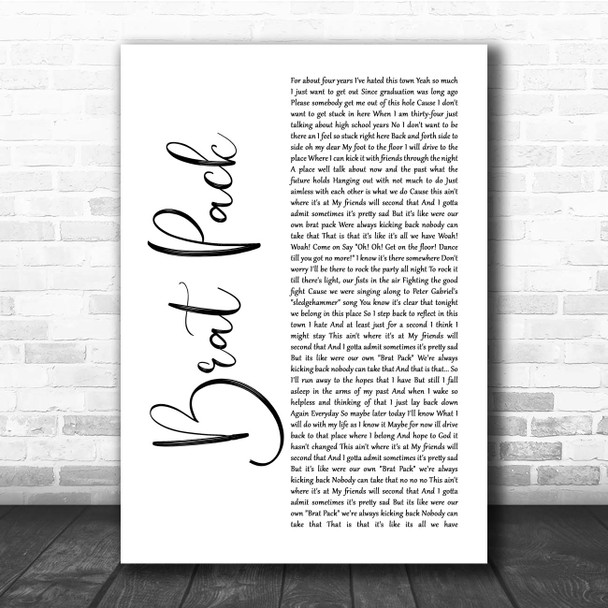 The Rocket Summer Brat Pack White Script Song Lyric Print