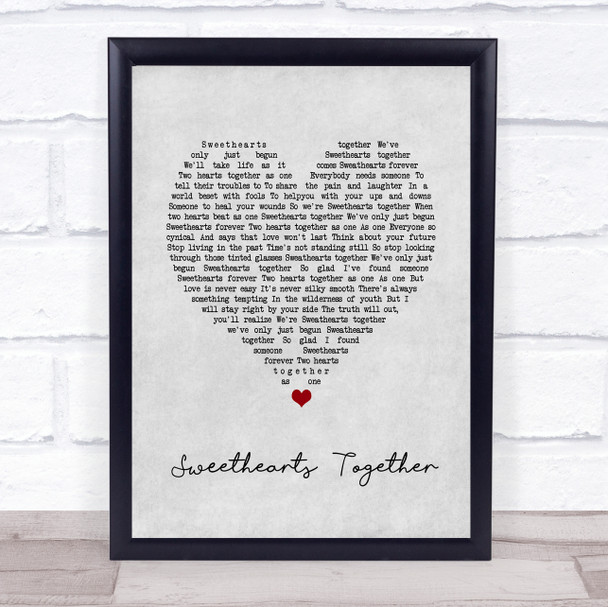 The Rolling Stones Sweethearts Together Grey Heart Song Lyric Print