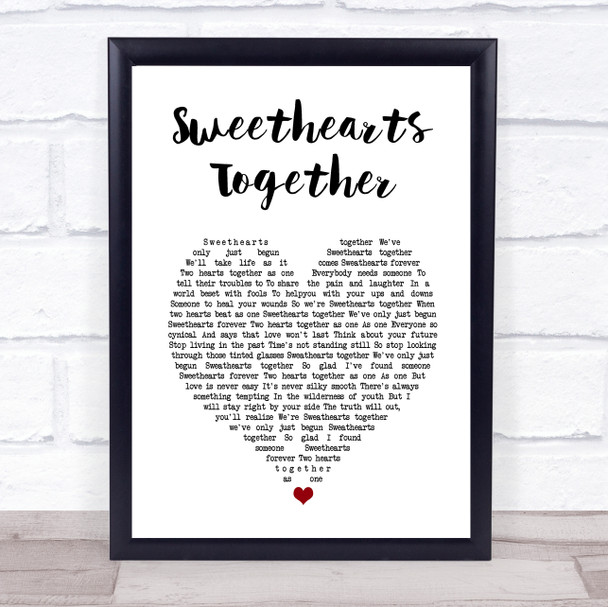 The Rolling Stones Sweethearts Together White Heart Song Lyric Print