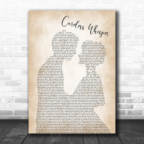 George Michael Careless Whisper Man Lady Bride Groom Wedding Song Lyric Music Wall Art Print