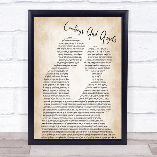 George Michael Cowboys And Angels Man Lady Bride Groom Wedding Song Lyric Music Wall Art Print