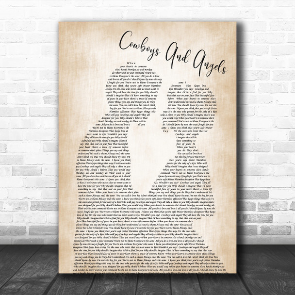 George Michael Cowboys And Angels Man Lady Bride Groom Wedding Song Lyric Music Wall Art Print
