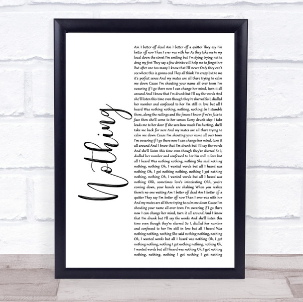 The Script Nothing White Script Song Lyric Print