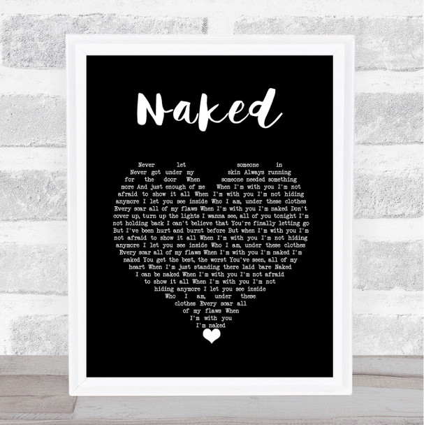 The Shires Naked Black Heart Song Lyric Print