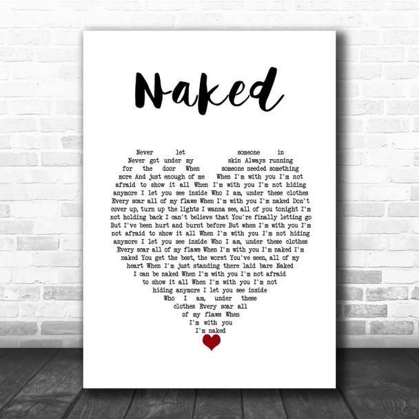 The Shires Naked White Heart Song Lyric Print