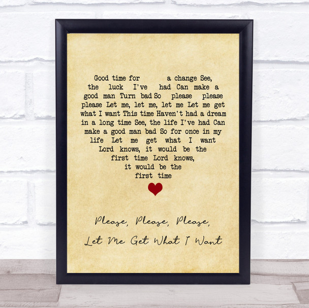 The Smiths Please, Please, Please, Let Me Get What I Want Vintage Heart Song Lyric Print