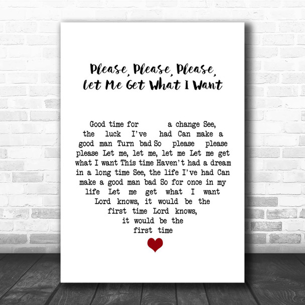 The Smiths Please, Please, Please, Let Me Get What I Want White Heart Song Lyric Print