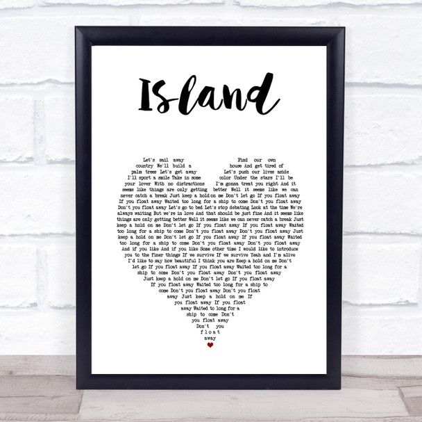 The Starting Line Island White Heart Song Lyric Print