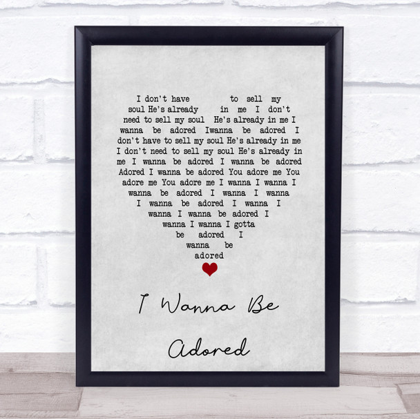 The Stone Roses I Wanna Be Adored Grey Heart Song Lyric Print