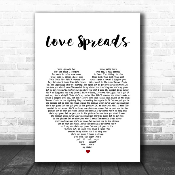 The Stone Roses Love Spreads White Heart Song Lyric Print
