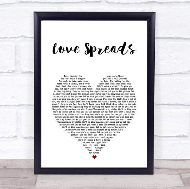 The Stone Roses Love Spreads White Heart Song Lyric Print