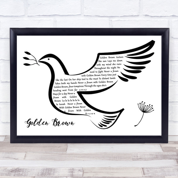 The Stranglers Golden Brown Black & White Dove Bird Song Lyric Print