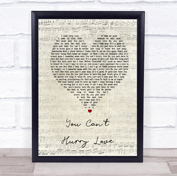 The Supremes You Can't Hurry Love Script Heart Song Lyric Print