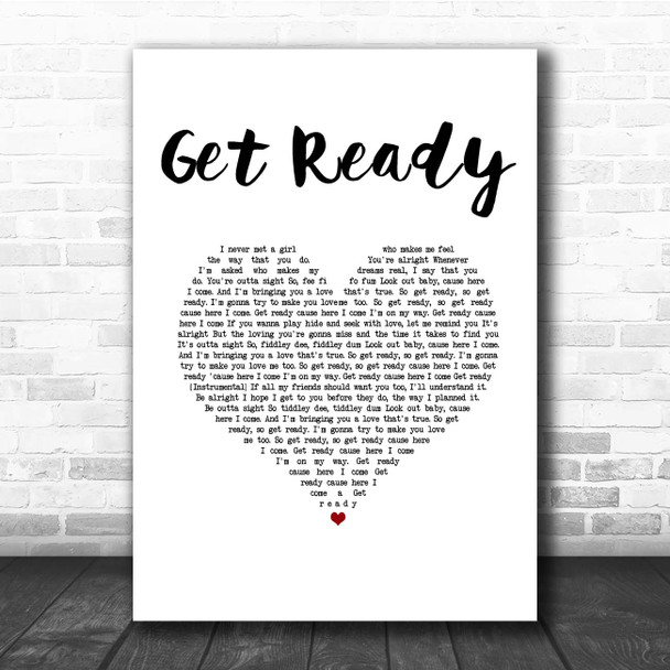 The Temptations Get Ready White Heart Song Lyric Print