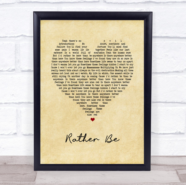 The Verve Rather Be Vintage Heart Song Lyric Print