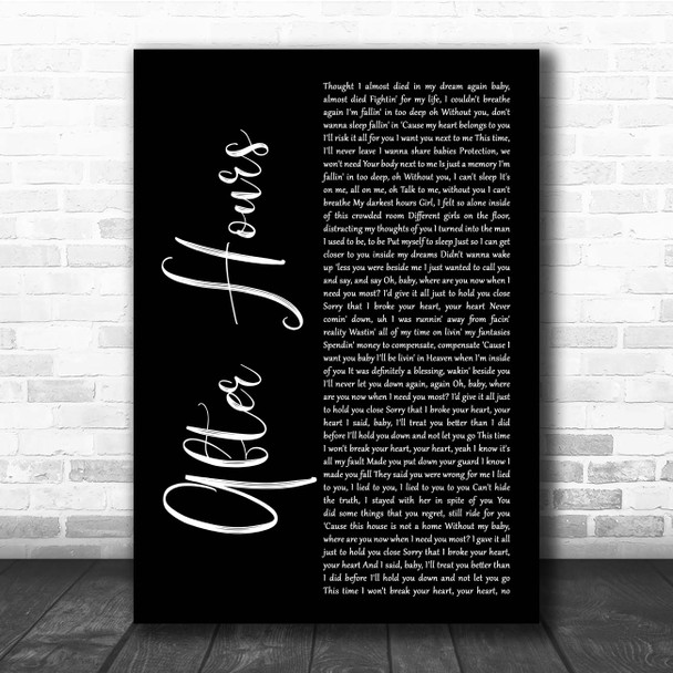 The Weeknd After Hours Black Script Song Lyric Print