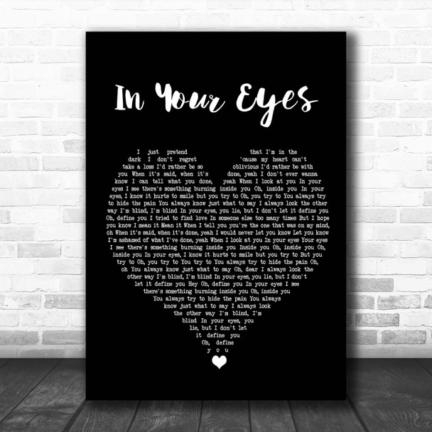 The Weeknd In Your Eyes Black Heart Song Lyric Print