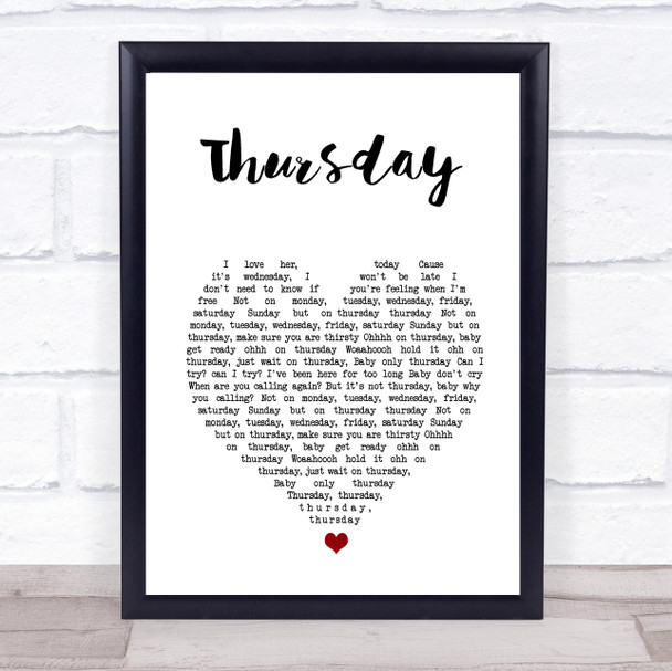 The Weeknd Thursday White Heart Song Lyric Print