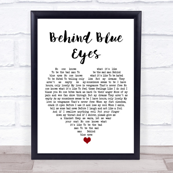 The Who Behind Blue Eyes White Heart Song Lyric Print