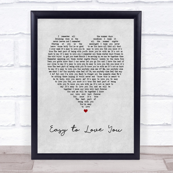 Theory of a Deadman Easy to Love You Grey Heart Song Lyric Print