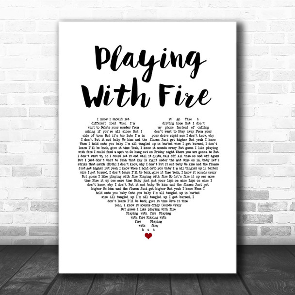 Thomas Rhett Playing With Fire White Heart Song Lyric Print