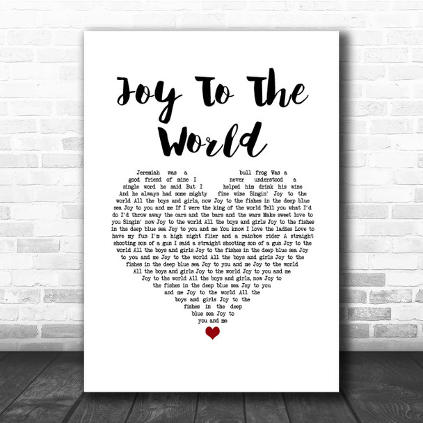 Three Dog Night Joy To The World White Heart Song Lyric Print